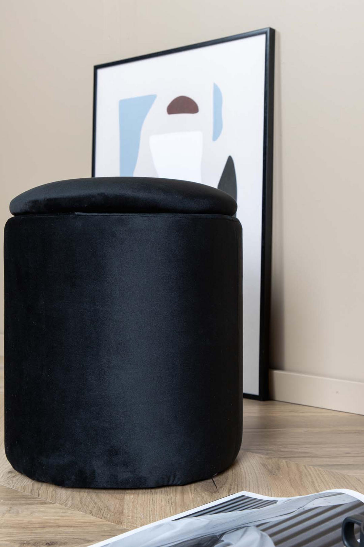 POUF, Limpen, Schwarz, Kunstfell, 32 x 32 x 40 cm - Schwarz, Textil/Fell (32/40/32cm) - ebuy24