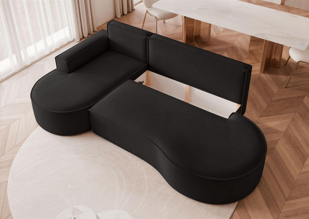 ECKSOFA Arlet Mit Schlaffunktion - Schwarz, Holzwerkstoff/Textil (277/156cm) - Fun Möbel