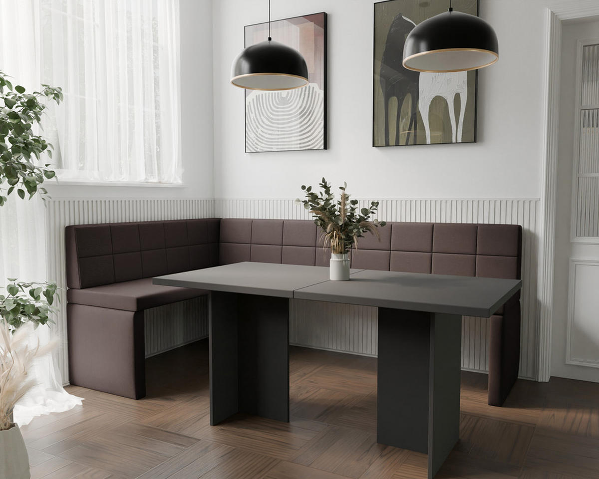 ECKBANK links MELVIN Kunstleder, 142/196 cm Braun - Braun, Holz/Kunststoff (142/196cm) - Idohome