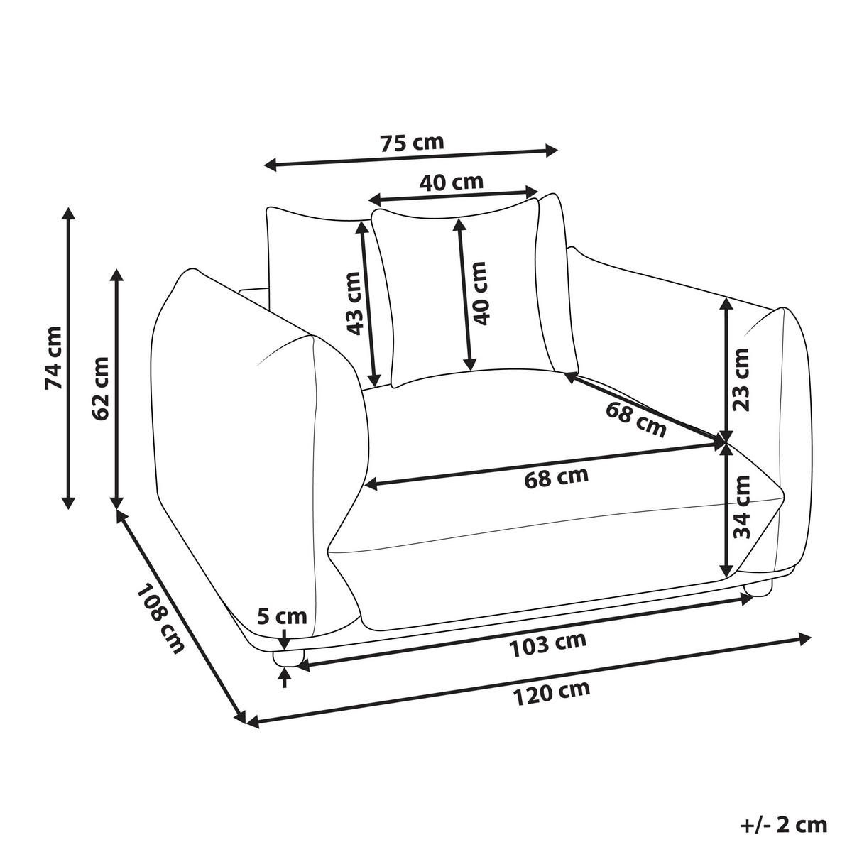 SESSEL Taupe Luvos - Taupe/Braun, Textil (120/74/108cm) - Beliani