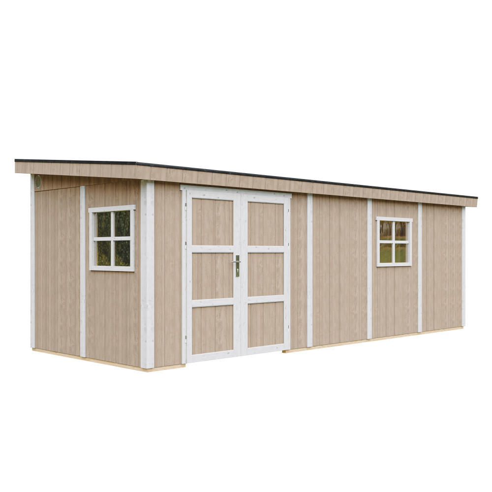 GARTENHAUS 14,3 m² - H231x248x648 cm - Ohne Boden und Seitenwand – M941B-TERRA BROWN - Hellbraun, Holz (236/231/604cm) - Timbela