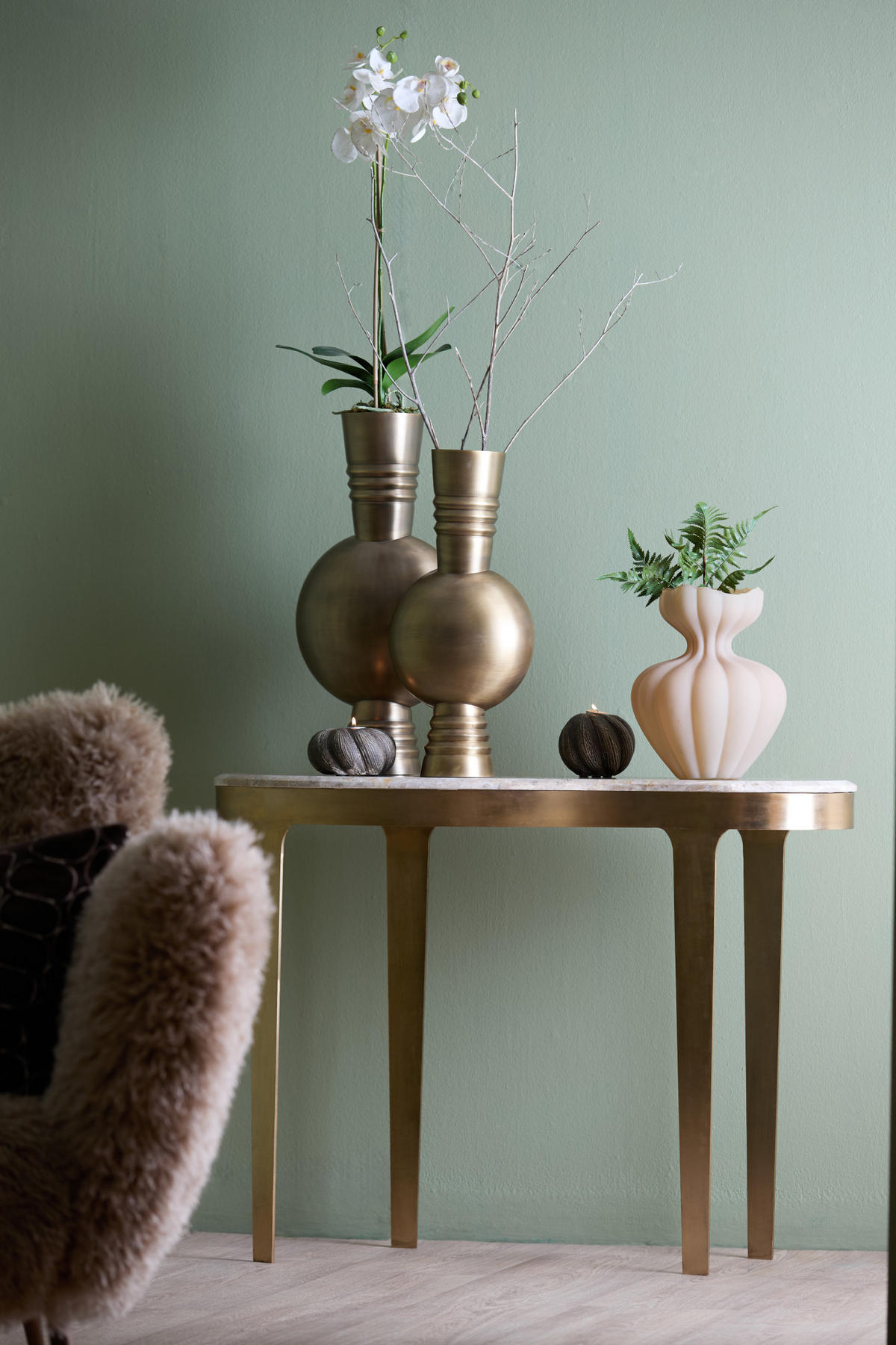 VASE Kavansi Bronze 21/21/60 cm - Bronzefarben, Metall (60cm) - Light & Living