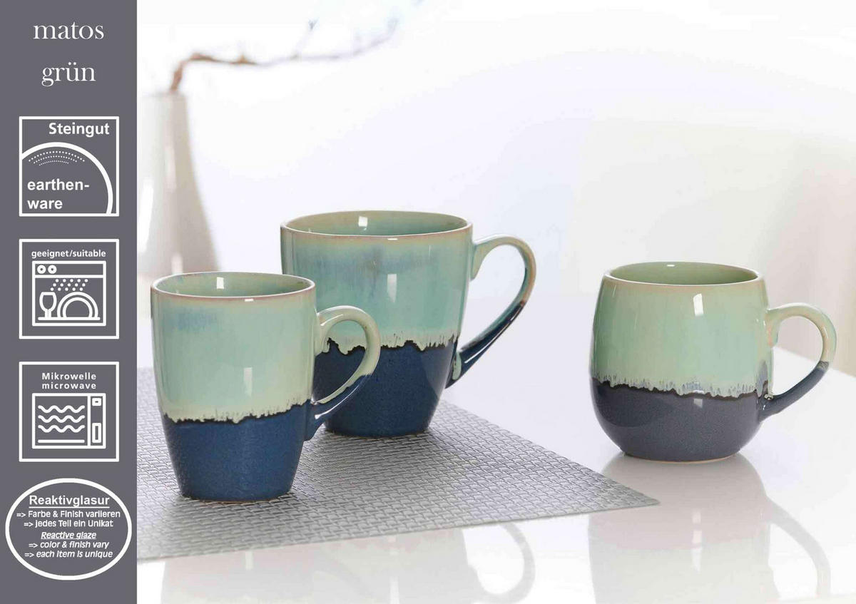 HENKELBECHER Matos grün 310 ml 6er Set - Grün, Keramik (0.31L) - Ritzenhoff Breker