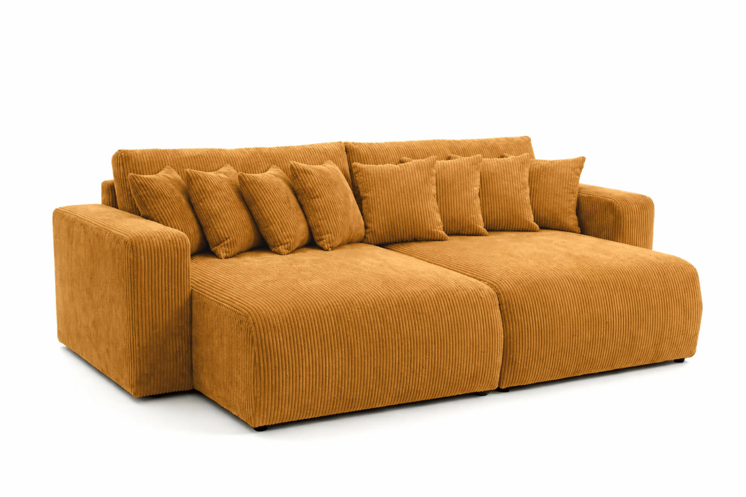 SCHLAFSOFA, Cordstoff Poso, Senffarbe, PIANO DOUBLE - Gelb, Holz (246/83/145cm) - Kaiser Möbel