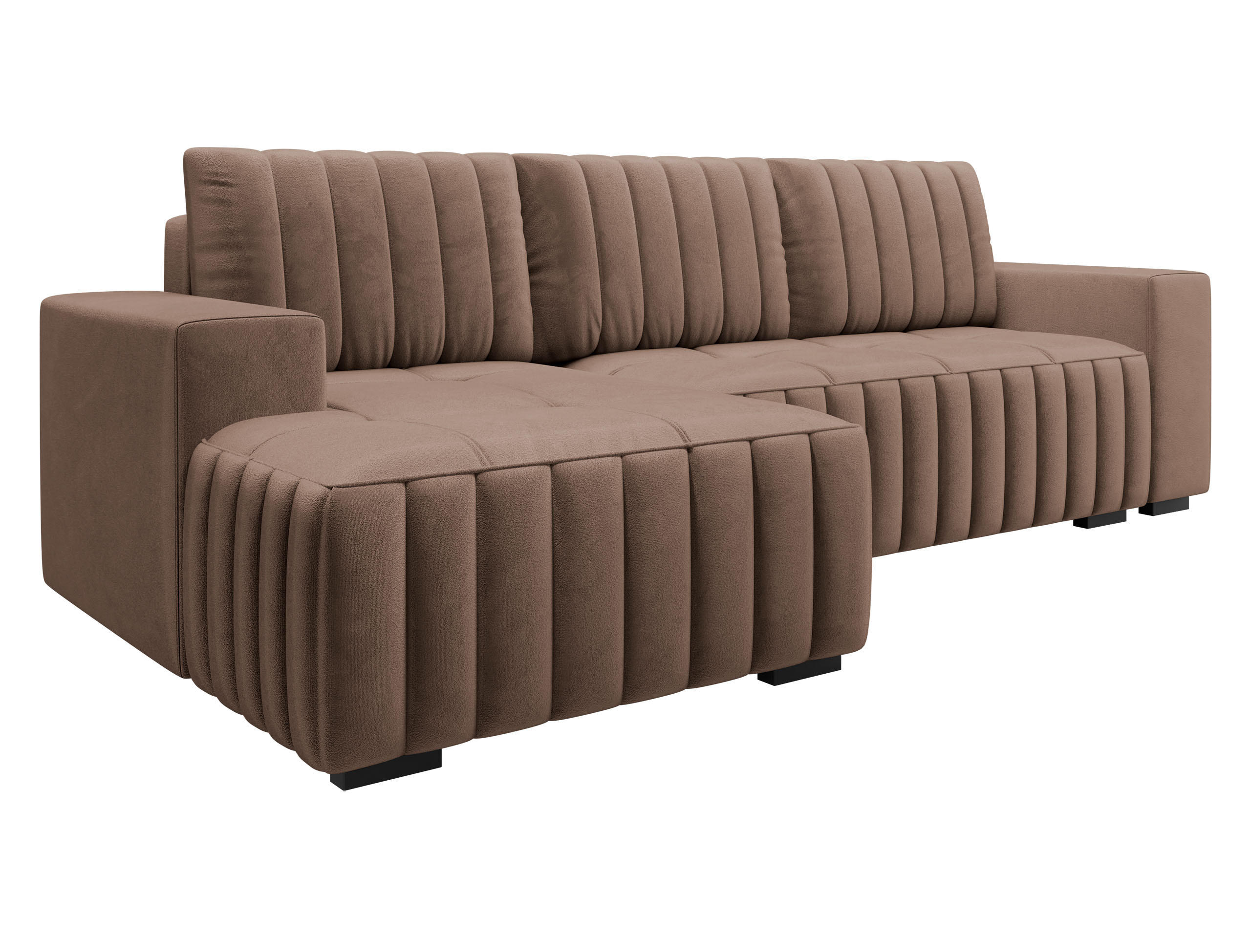 ECKSOFA Hugo, Seite: Links - Dunkelbraun/Braun, Holz/Textil (240/140cm)
