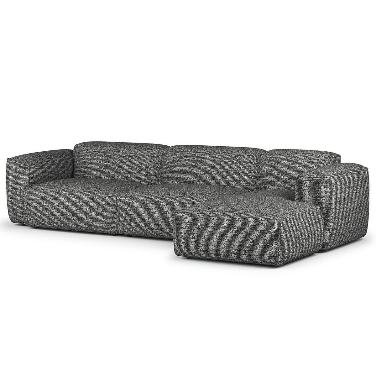 3-SITZER ECKSOFA mit Longchair - Schwarz/Grau, Kunststoff/Textil (317/173cm) - home24