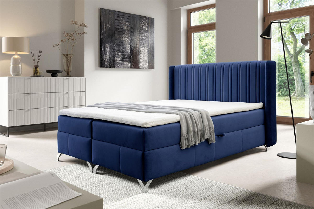 BOXBETT Damien - Blau, Holzwerkstoff/Textil (200/200cm) - Fun Möbel