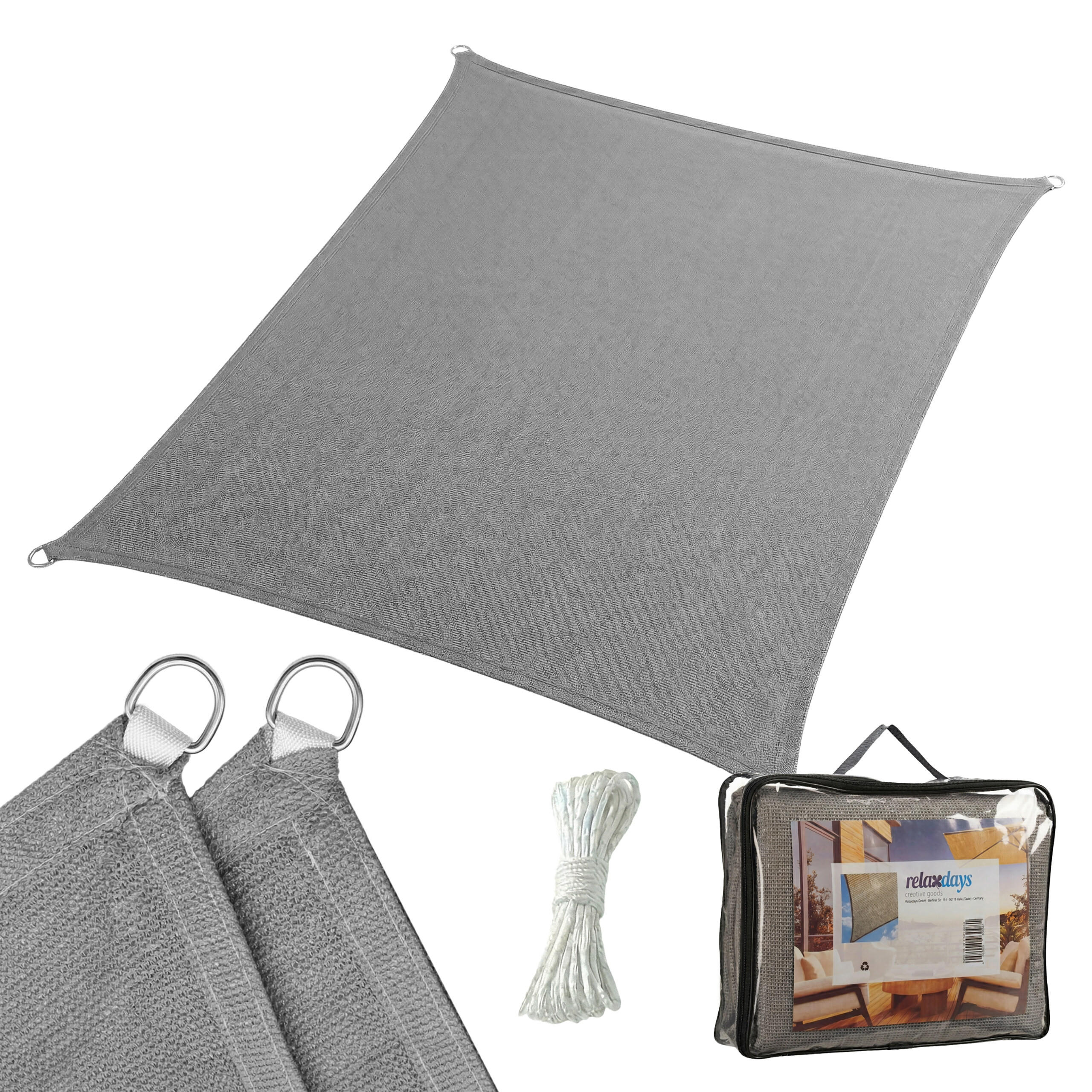 SONNENSEGEL - Anthrazit, Kunststoff/Metall (400/300cm) - Relaxdays