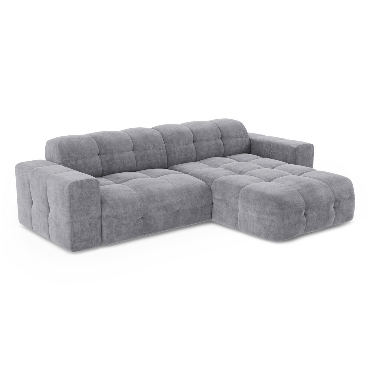 ECKSOFA RECHTS Samt Hellgrau 230cm - Hellgrau/Grau, Textil (230/155cm) - Sia Home