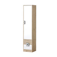 STAURAUMSCHRANK Nico 5 Eiche hell / Weiß-Farbapplikation Grau 40 / 40 / 190 cm - Hellbraun/Weiß, Holz/Holzwerkstoff (40/190/40cm) - Feldmann-Wohnen