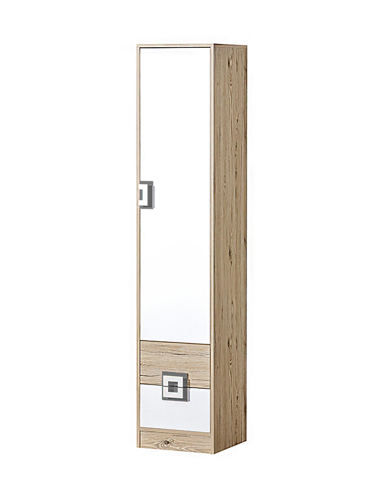 STAURAUMSCHRANK Nico 5 Eiche hell / Weiß-Farbapplikation Grau 40 / 40 / 190 cm - Hellbraun/Weiß, Holz/Holzwerkstoff (40/190/40cm) - Feldmann-Wohnen