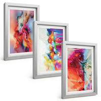 BILDER SET 3er Set - 20x30 cm Silberner Rahmen - Farbenfrohe Abstraktionen der Form - Silberfarben, Kunststoff (20/30cm) - TULUP