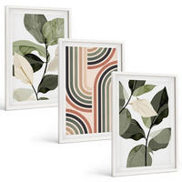 BILDER SET 3er Set - 40x60 cm Weißer Rahmen - Geometrische Pflanzenmotive - Weiß, Kunststoff (40/60cm) - TULUP