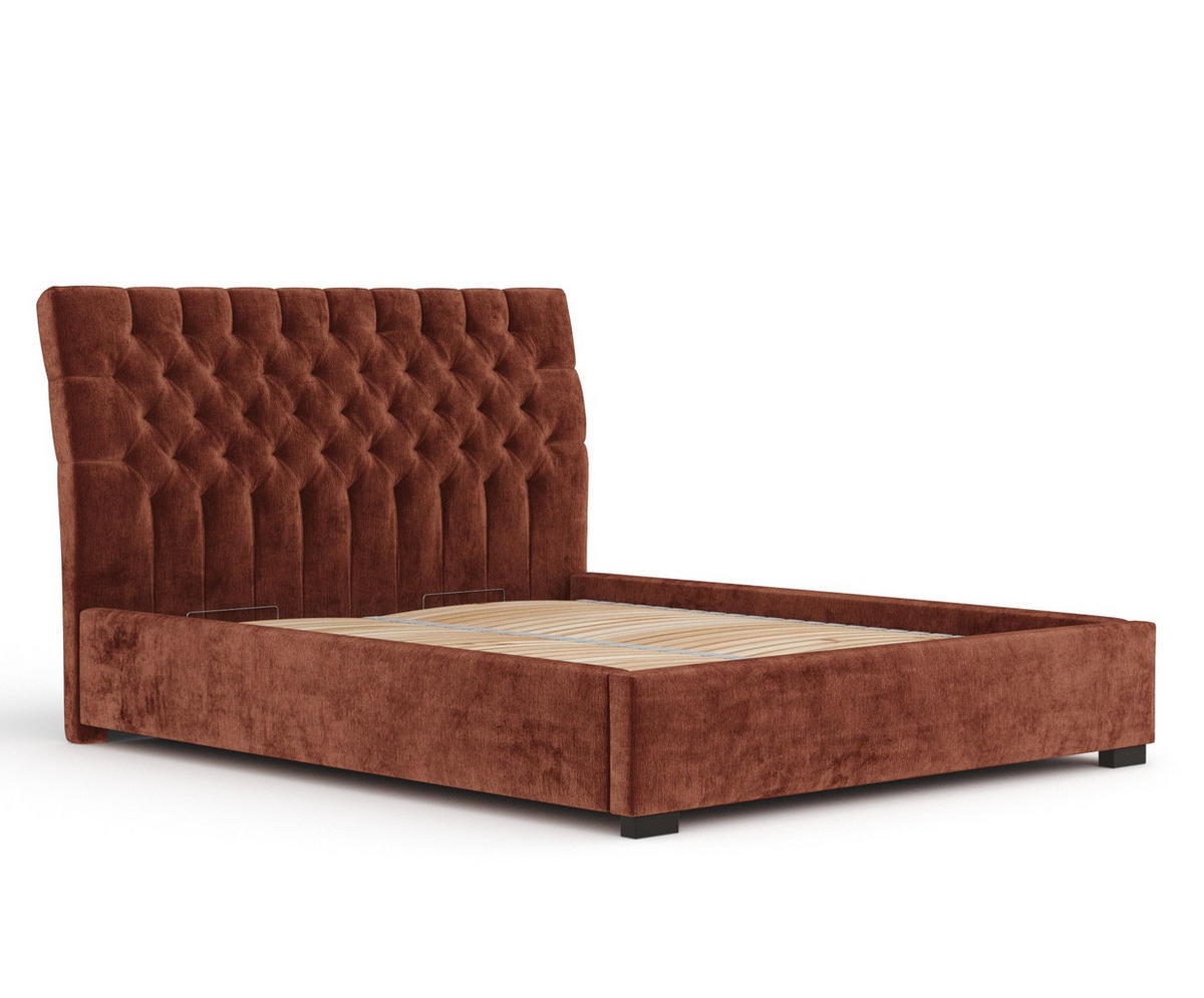 POLSTERBETT Vezzola Kupferfarbe 180/200 cm im Chenille-Stoff - Schwarz/Naturfarben, Holz/Holzwerkstoff (180/200cm) - Maison de Reve