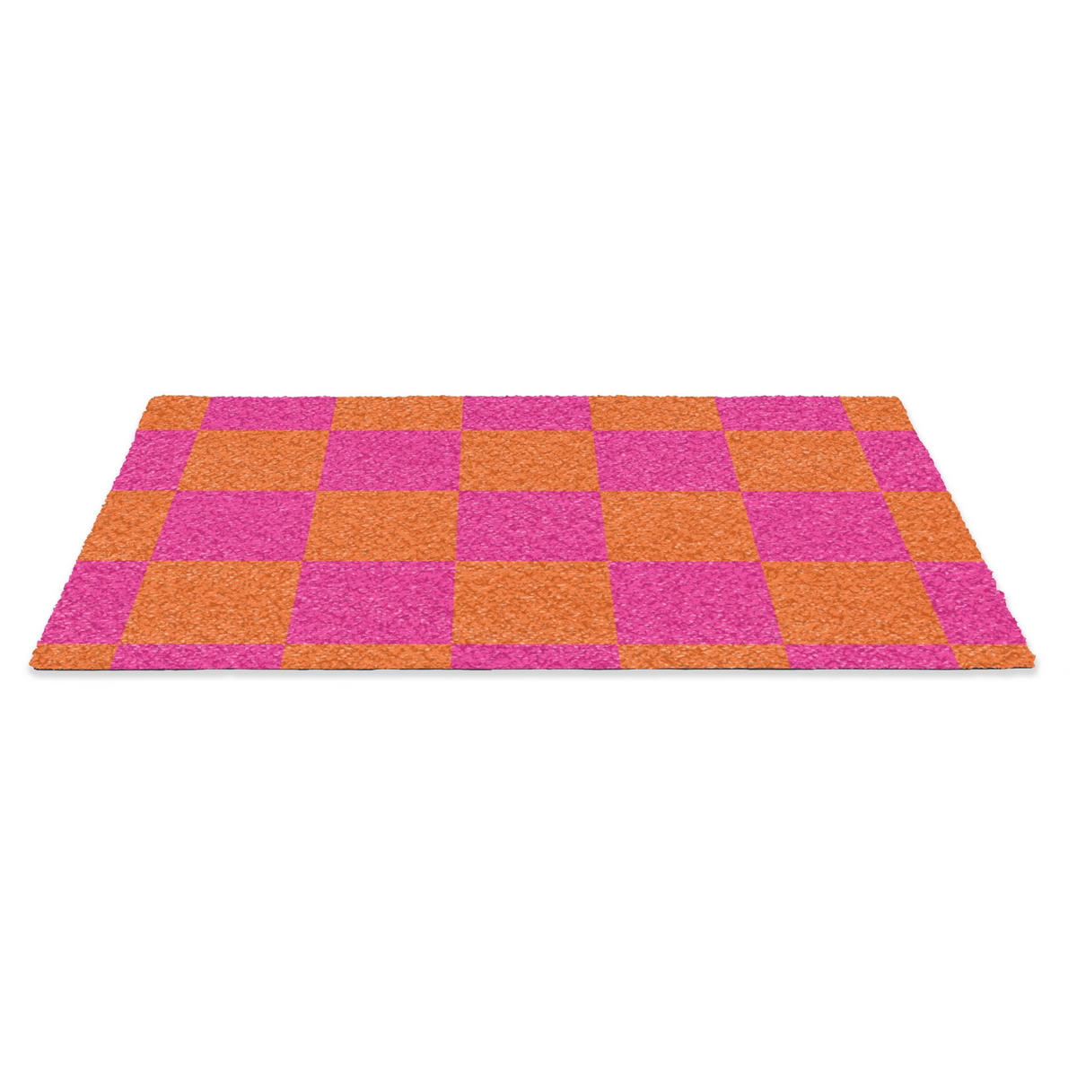FUSSMATTE Schachbrettmuster - Orange - Rosa - Blöcke 60x40 cm - Pink, Kunststoff (60/0.4cm) - MuchoWow