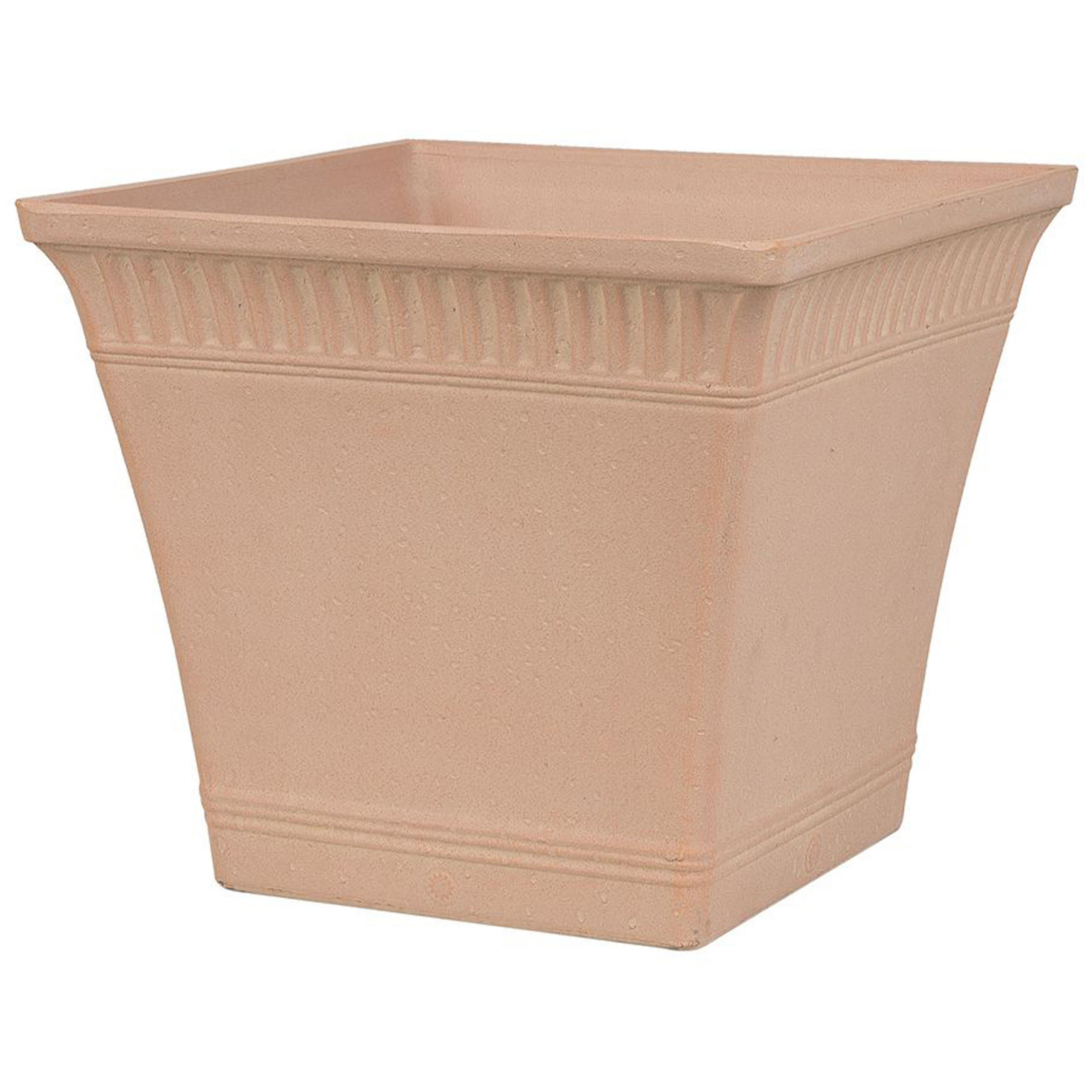 BLUMENTOPF pfirsichrosa quadratisch 41/41/36 cm Psatha - Pink, Stein (36cm) - Beliani