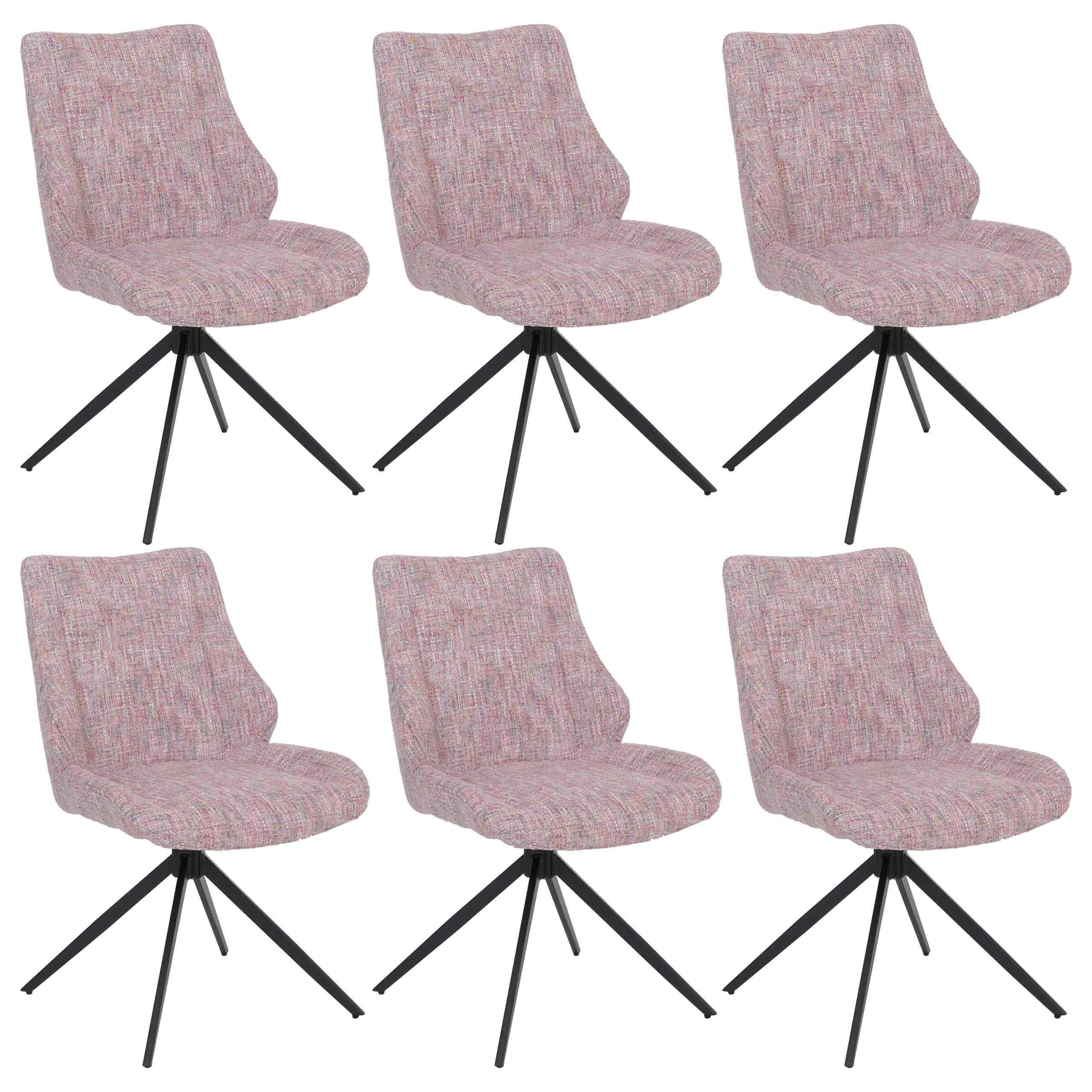 ESSZIMMERSTUHL Schwarz, Rosa 6er-Set - Schwarz/Rosa, Textil (55/88/63cm) - MCW