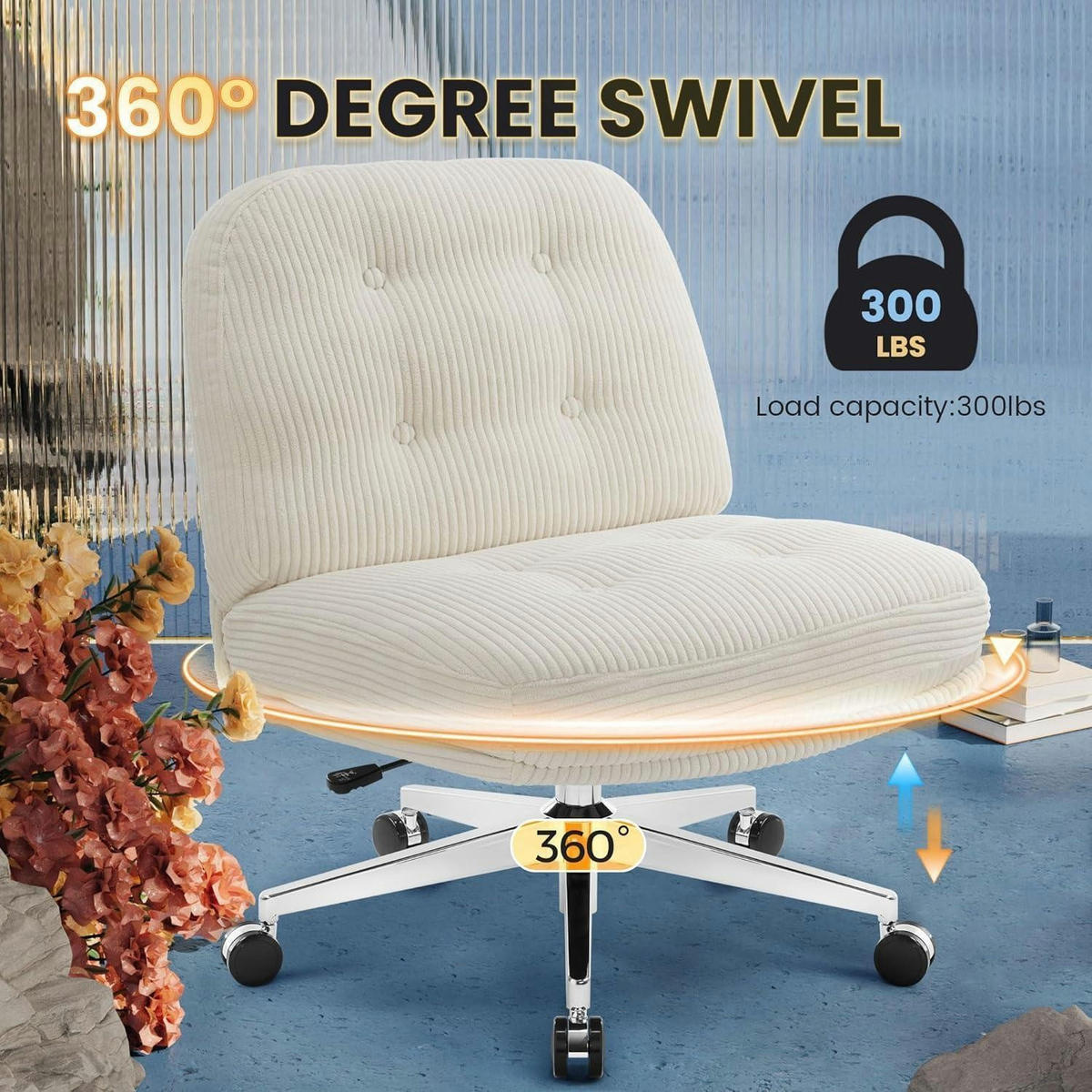 BÜROSTUHL ohne Armlehnen Cord Weiß - Weiß, Textil (65/85/50cm)