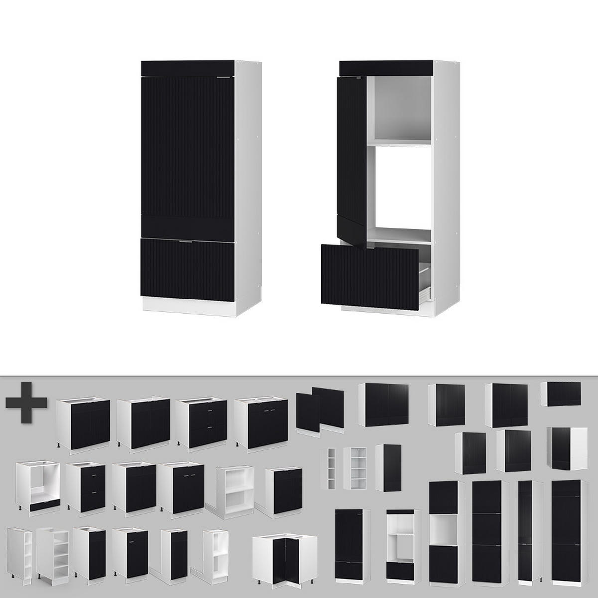 Schwarz/Weiß, Holzwerkstoff (60/153.6/58.1cm) - Vicco