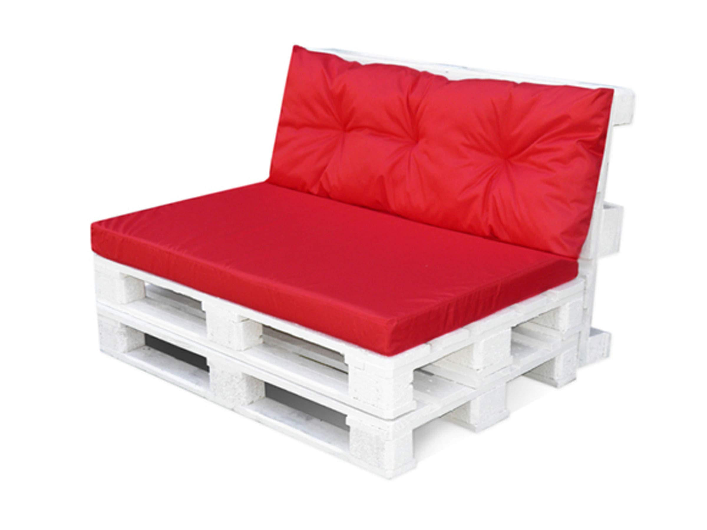 PALETTENKISSEN 120/80/10 cm, in ROT, für 2 Personen, mit Rückenteil - Rot, Naturmaterialien (120/10/80cm) - Best for Kids