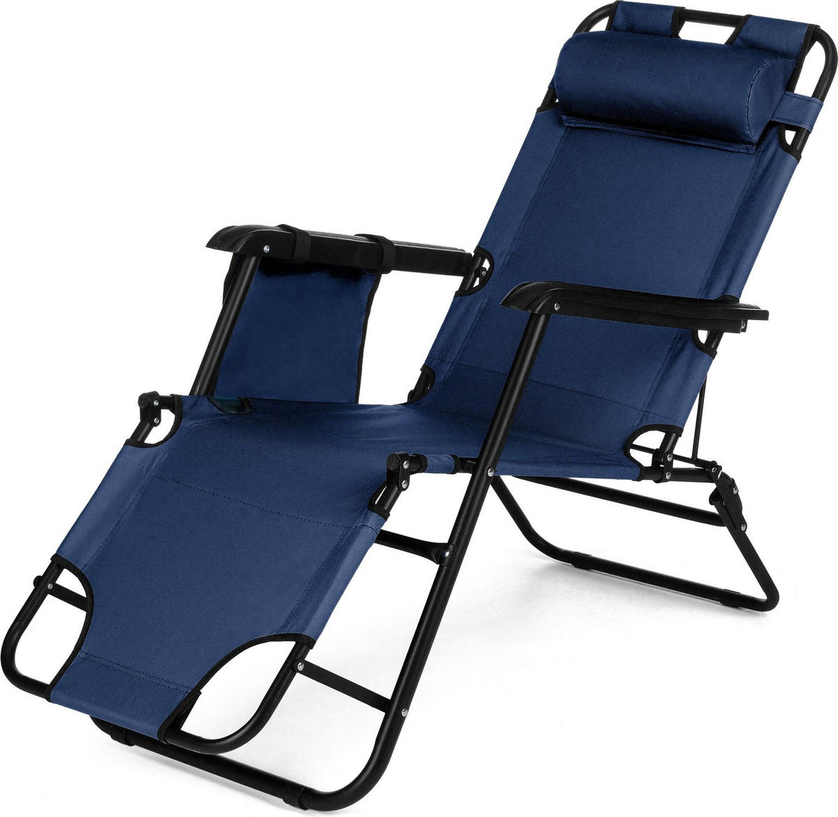 GARTEN-RELAXSESSEL bis 150 kg, Klappbar - Dunkelblau, Textil (61/31/153cm) - Outtec