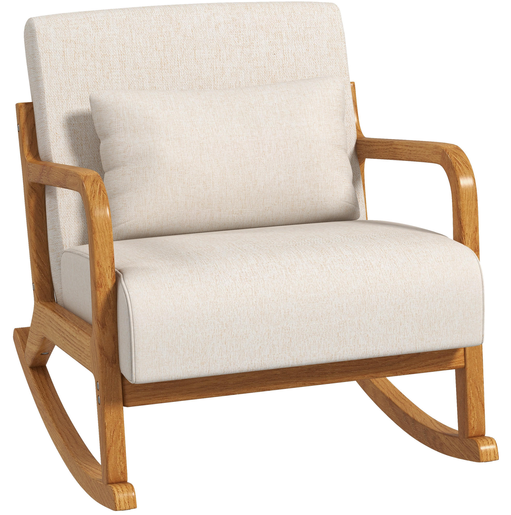 SCHAUKELSESSEL 64,5/92/81,5 cm, Holzgestell, gepolstert, cremeweiß - Creme, Holz (92/81.5/64.5cm) - Redom