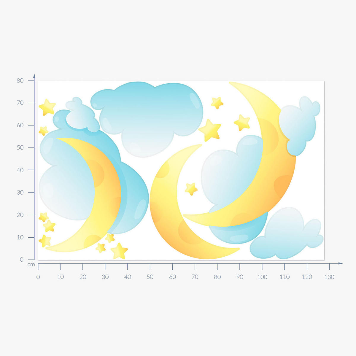 WANDAUFKLEBER 80x128cm - Nachthimmel Monde - Multicolor, Kunststoff (80/128/0.1cm) - Wallfluent