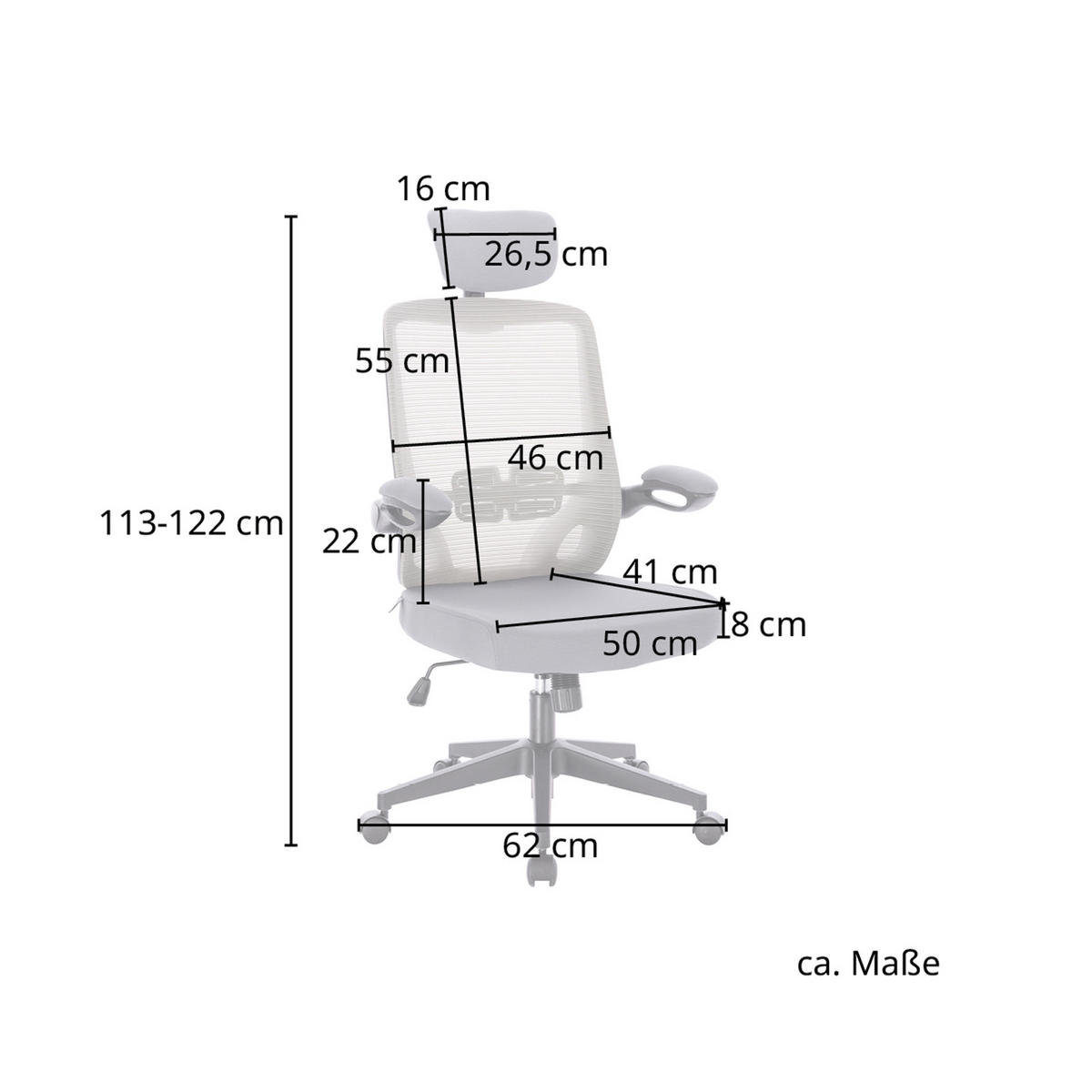DREHSTUHL SAM Stoffbezug Grau - Grau, Textil (62/122/55cm) - SVITA