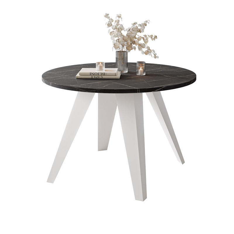 COUCHTISCH FRESCO 75/50 cm runden, Weiß / Grigia Pietra (Steingrau) - Weiß/Grau, Metall (75/75/50cm) - Idohome