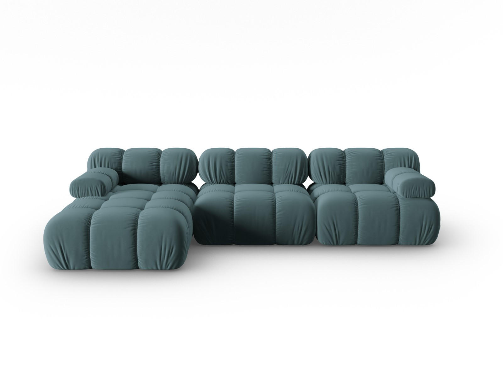 MODULARES-ECKSOFA links Bellis aus Samt petrol 4 Sitzplätze - Petrol, Textil (122/285cm) - Micadoni