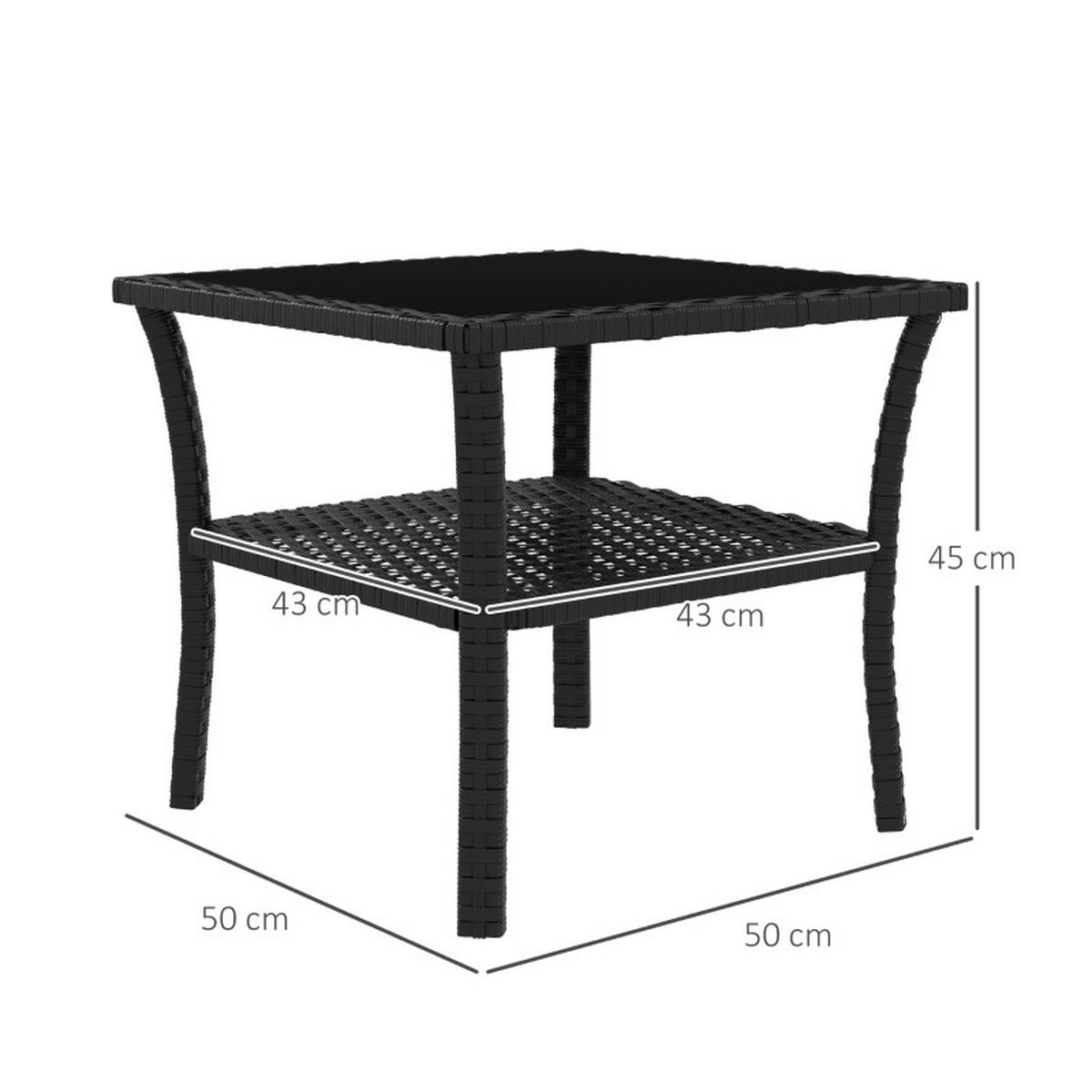 GARTEN BEISTELLTISCH Quadratisch Braun - Schwarz, Metall (50/50/45cm) - ComfortXL