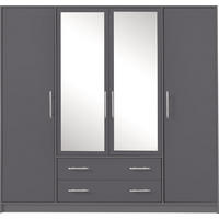 DREHTÜRENSCHRANK VANO 200/190/56cm 4-türig Anthrazit - Anthrazit, Holzwerkstoff (200/190/56cm) - MASSENO