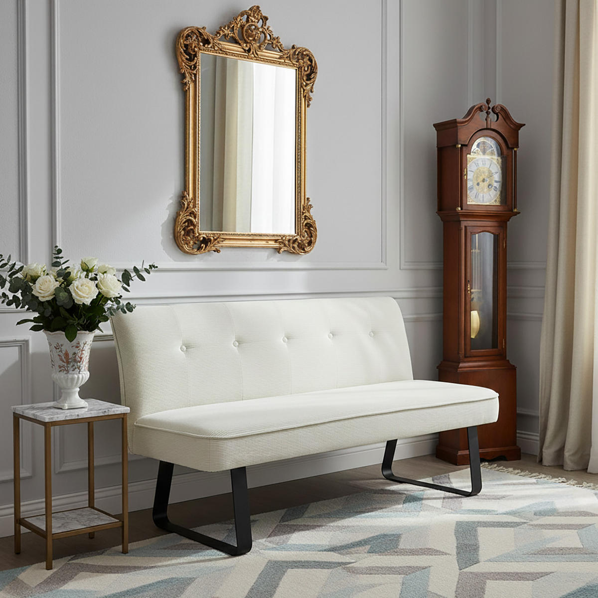 SITZBANK EMILIA - Creme, Metall (156/88/65cm) - DUBI Möbel