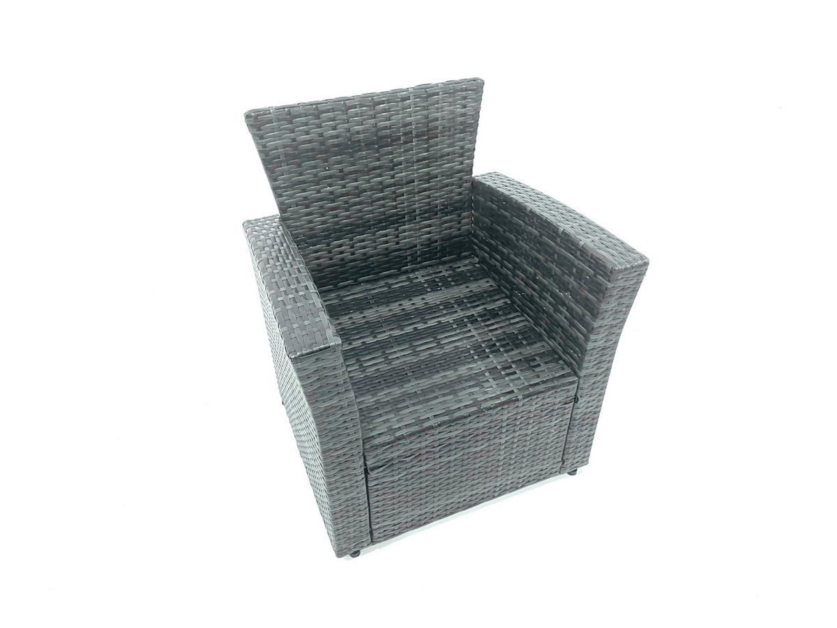 BALKONMÖBEL-SETS mit Ecksofa,Länglicher Couchtisch,4 Hocker,2 Sesseln Polyrattan Dunkelgrau 12-Sitzer - Dunkelgrau/Grau, Glas/Kunststoff - Fimous