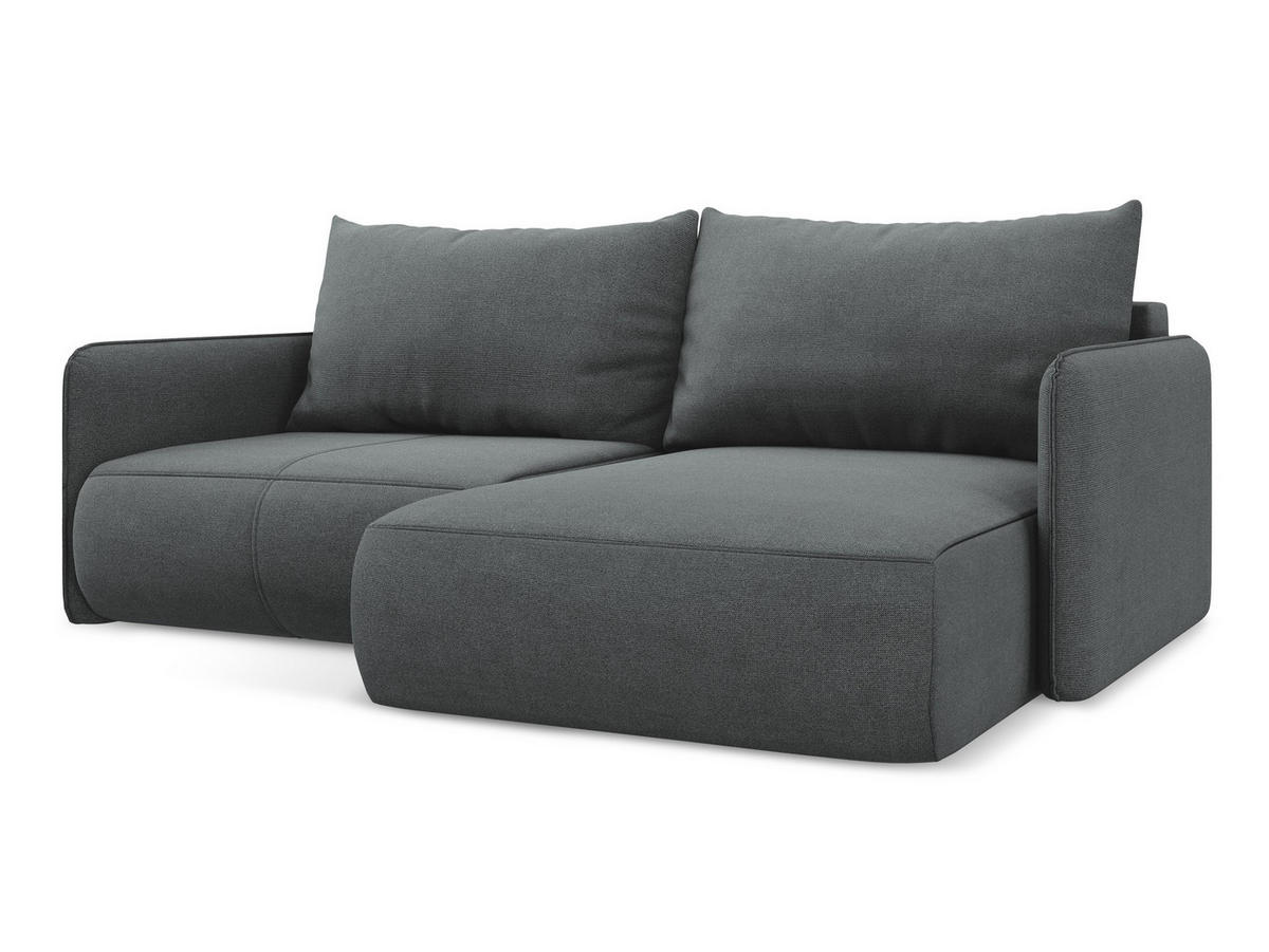 ECKSOFA mit Schlaffunktion Strukturstoff Stoff Grau - Schwarz/Grau, Kunststoff/Textil (207/148cm) - Makamii