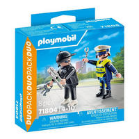 SPIELSET Polizist und Bandit mit Zubehör - Blau, Kunststoff (4/12/12cm) - Playmobil