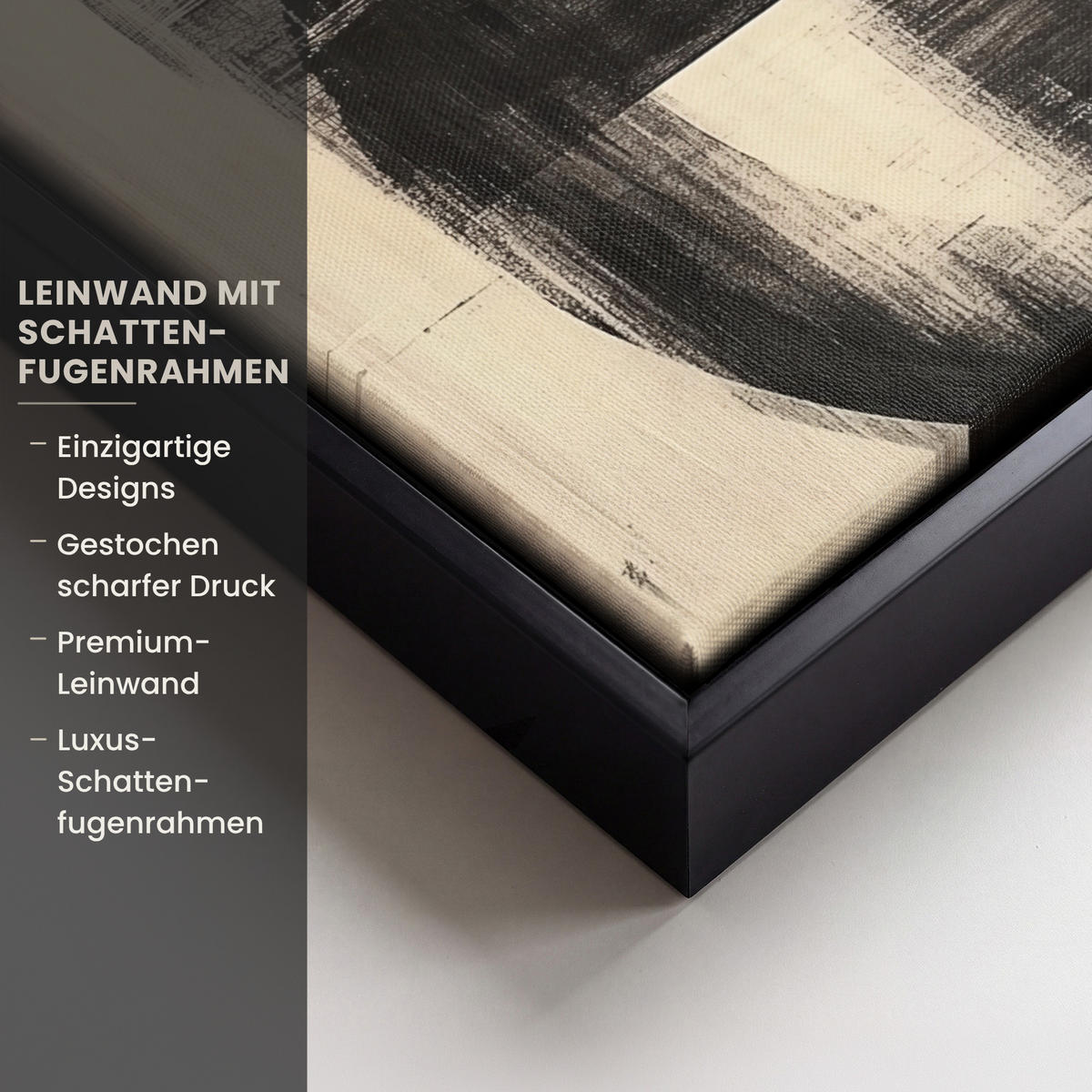 LEINWAND Bilder mit Rahmen - Kreise - Balken - Schwarz - Abstrakt - 30x40 - Schwarz, Textil (30/40cm) - MuchoWow