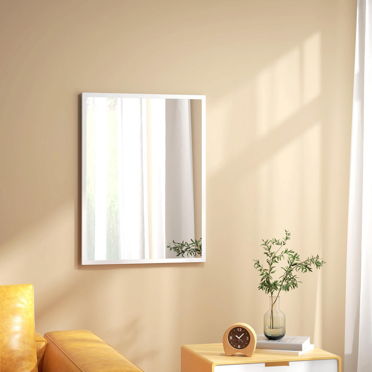 WANDSPIEGEL MDF Glas Weiß - Weiß, Holzwerkstoff (2/80/60cm) - HOMCOM
