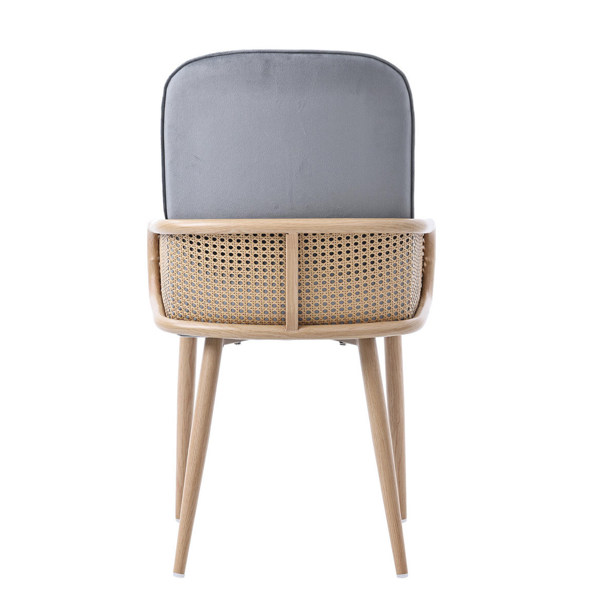 ESSZIMMERSTUHL 2er-Set Grau mit Rattan-Design - Grau, Textil (45/90/43cm) - MIVRAY