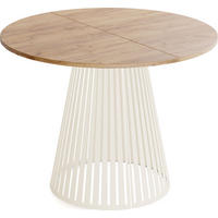 ESSTISCH Naro runder ausziehbarer, Braun 120-200/120/76 cm - Kaschmir/Eiche Wotan, Holzwerkstoff/Metall (120/120/76cm) - WFL GROUP