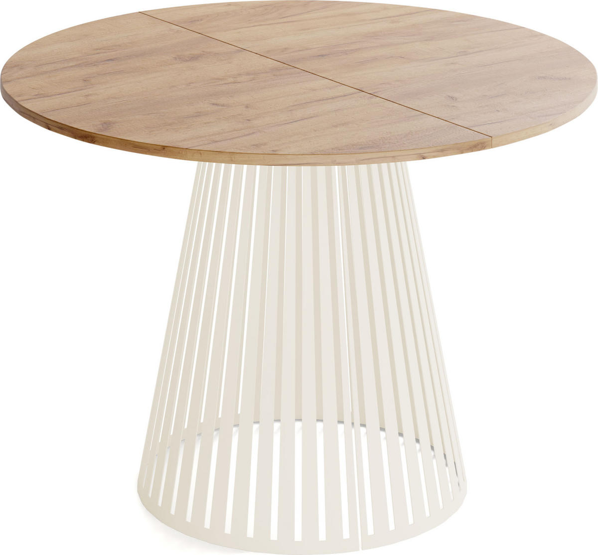 ESSTISCH Naro runder ausziehbarer, Braun 120-200/120/76 cm - Kaschmir/Eiche Wotan, Holzwerkstoff/Metall (120/120/76cm) - WFL GROUP