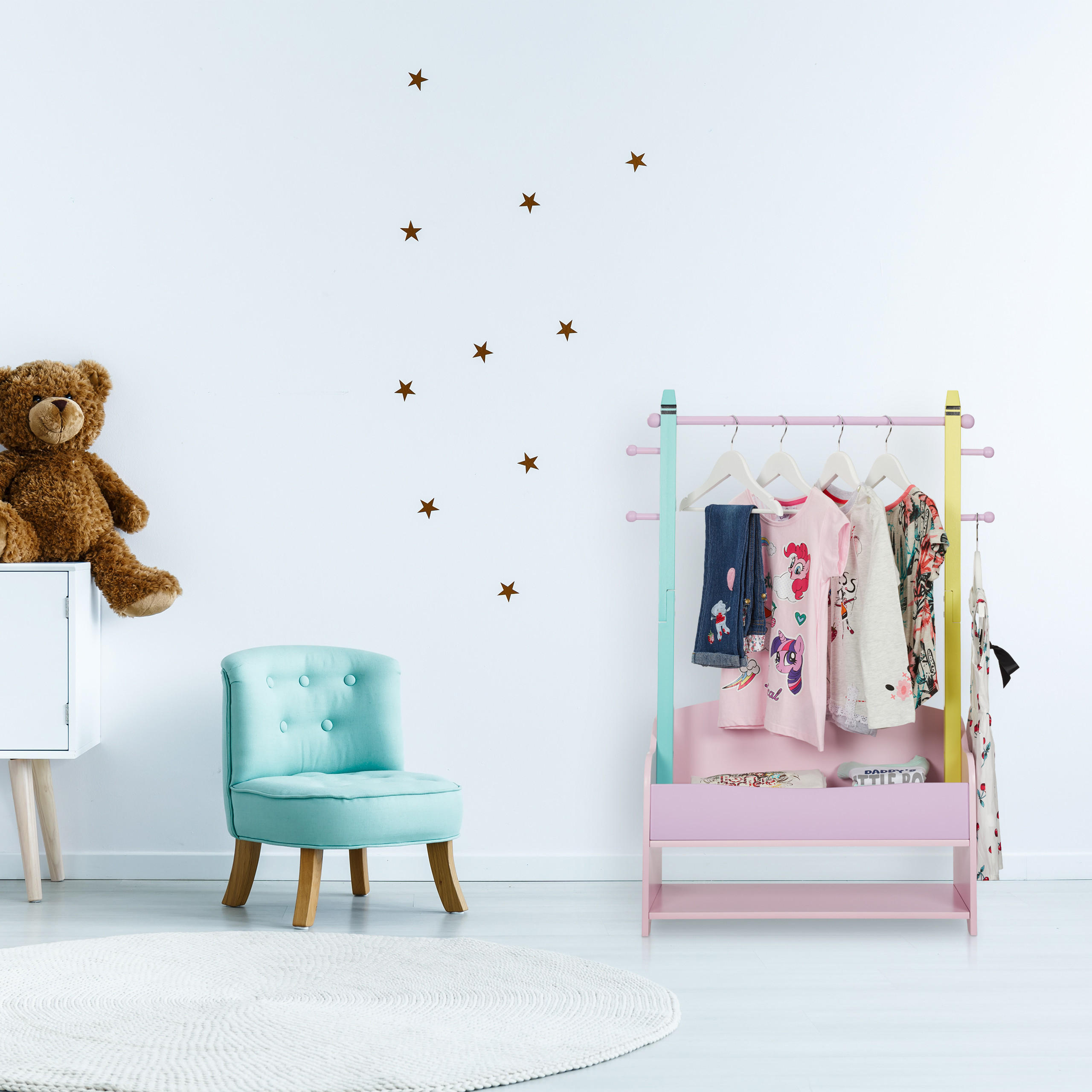 KINDERKLEIDERSTÄNDER - Multicolor, Holz/Holzwerkstoff (71/100.5/30cm) - Relaxdays