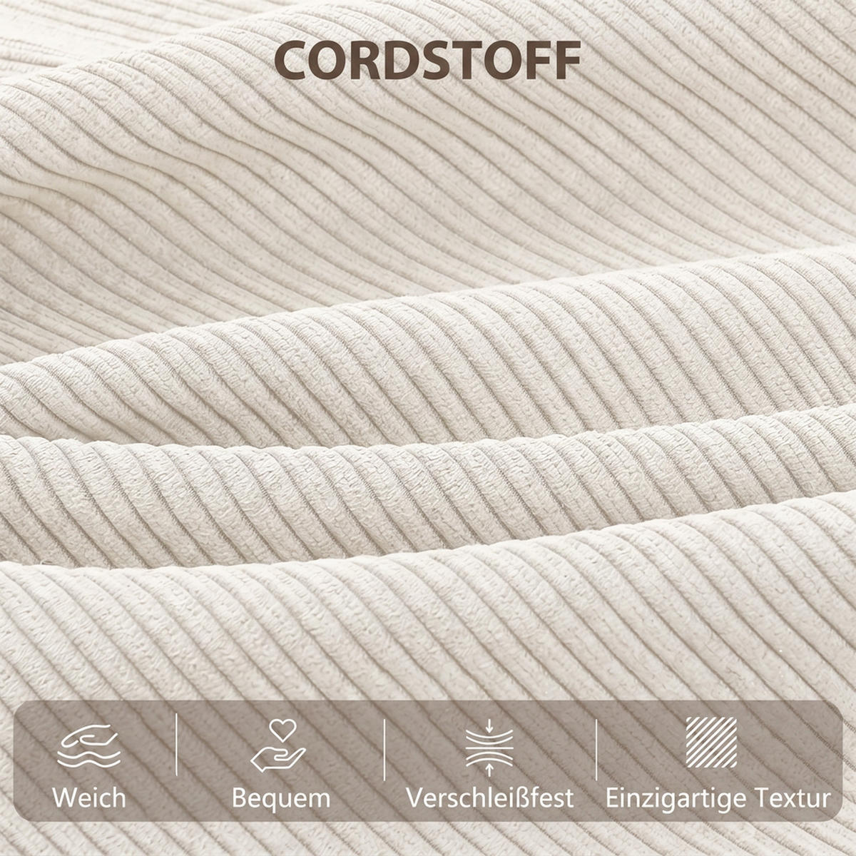 BÄDDSOFFA i manchester, beige - Beige, Textil/Plast (100/84/188cm) - HOMCOM