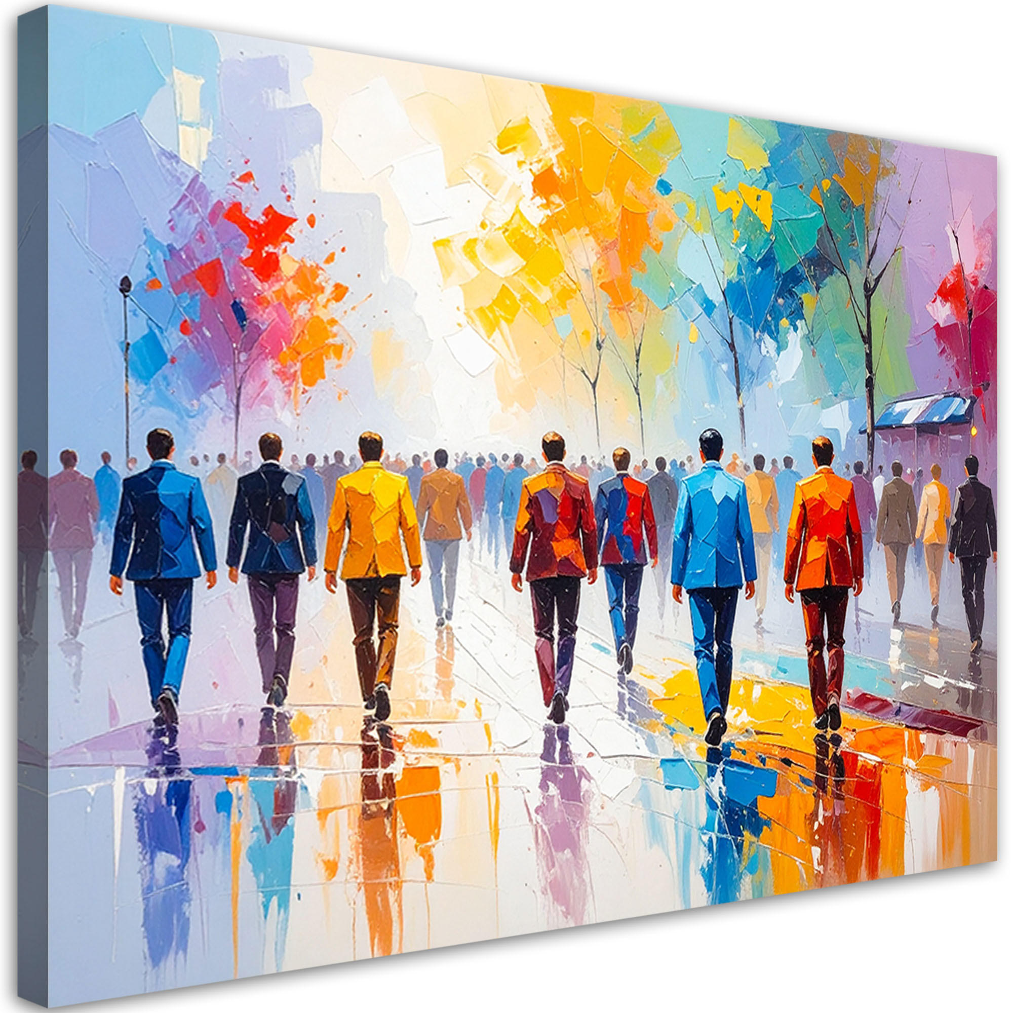 LEINWANDBILD Menschen auf der Straße Menschenmenge Stadt 120x80cm - Multicolor, Textil (120/80cm) - Feeby