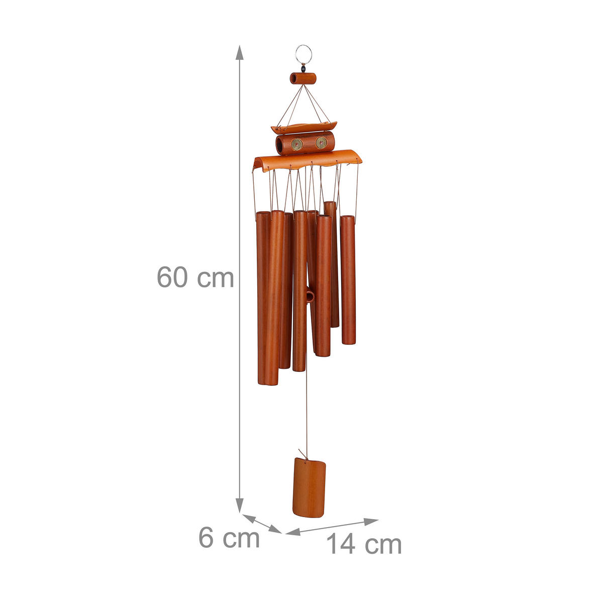 WINDSPIEL - Braun, Holz (6/14/60cm) - Relaxdays