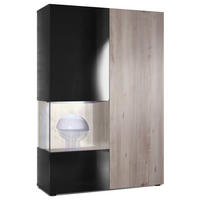 VITRINE Morena Tür und Einsatz in Eiche Nordic - Silbereichenfarben, Holzwerkstoff (91.5/136.5/37cm) - Vladon