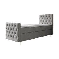 BOXBETT CHESTER PLUS mit Matratze H3, Bonell und Topper 80x200 Monolith 84 Links - Hellgrau, Textil (80/200cm) - Bedante