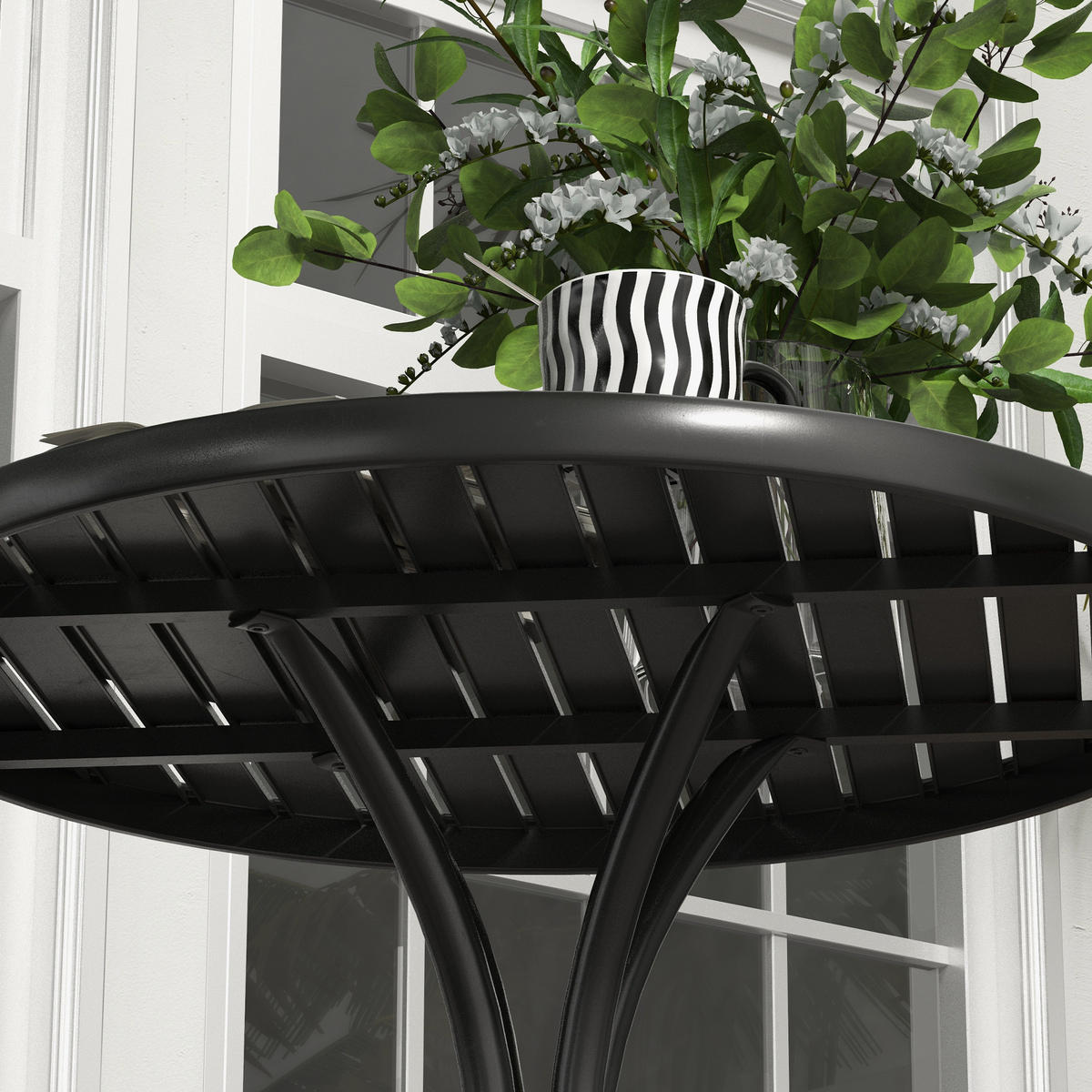 GARTENTISCH DE-14091 mit Lattenplatte Schwarz - Schwarz, Metall (66/66/71.5cm) - ComfortXL