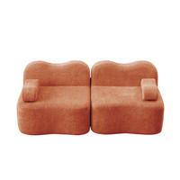 SOFA 192/98/70 cm in Orange aus Samt, modular und rahmenlos - Orange, Textil (98/70/192cm) - Flora Grace