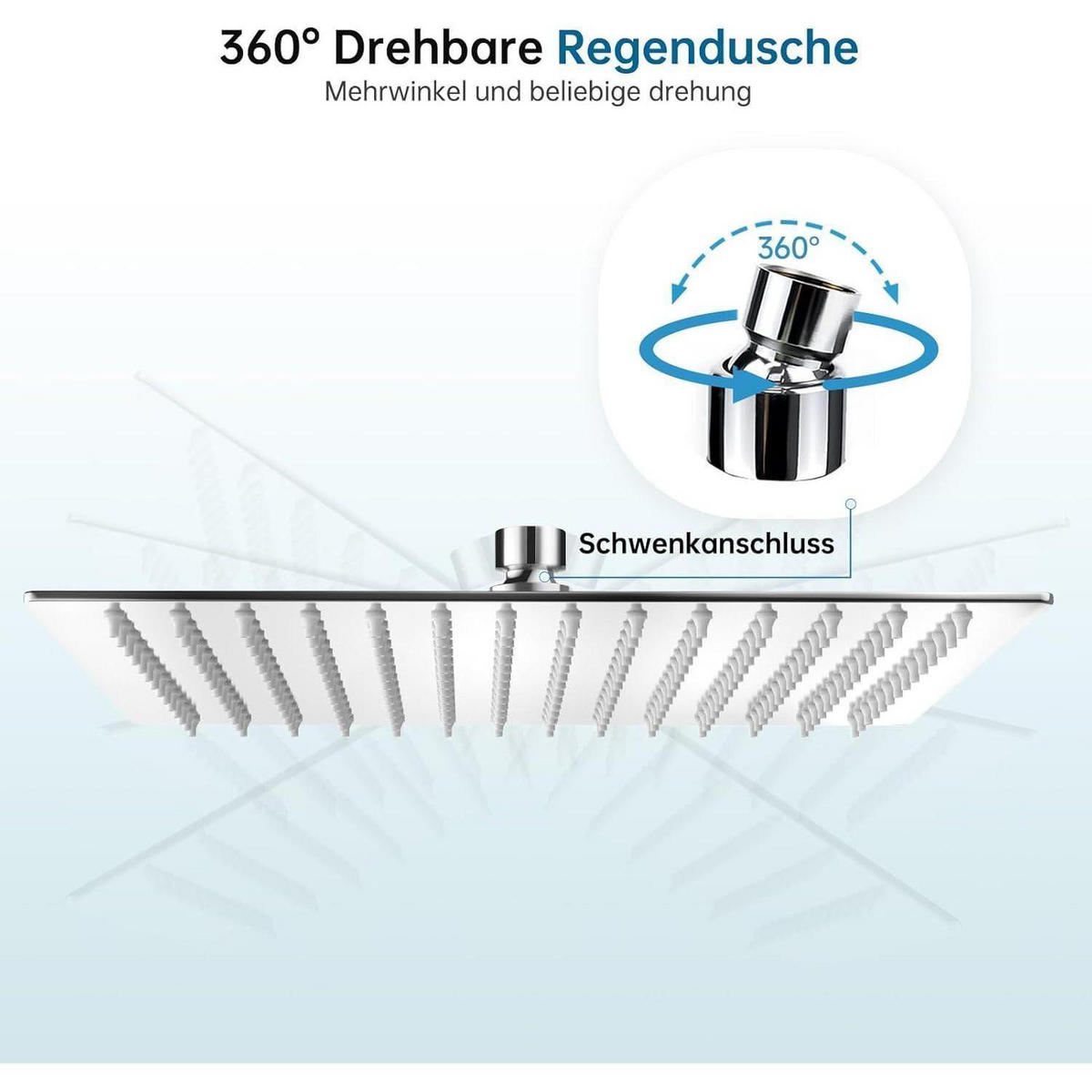 REGENDUSCHKOPF Edelstahl gebürstet 30 x 30 cm - Silberfarben, Metall (30.5/12.7/30.5cm)
